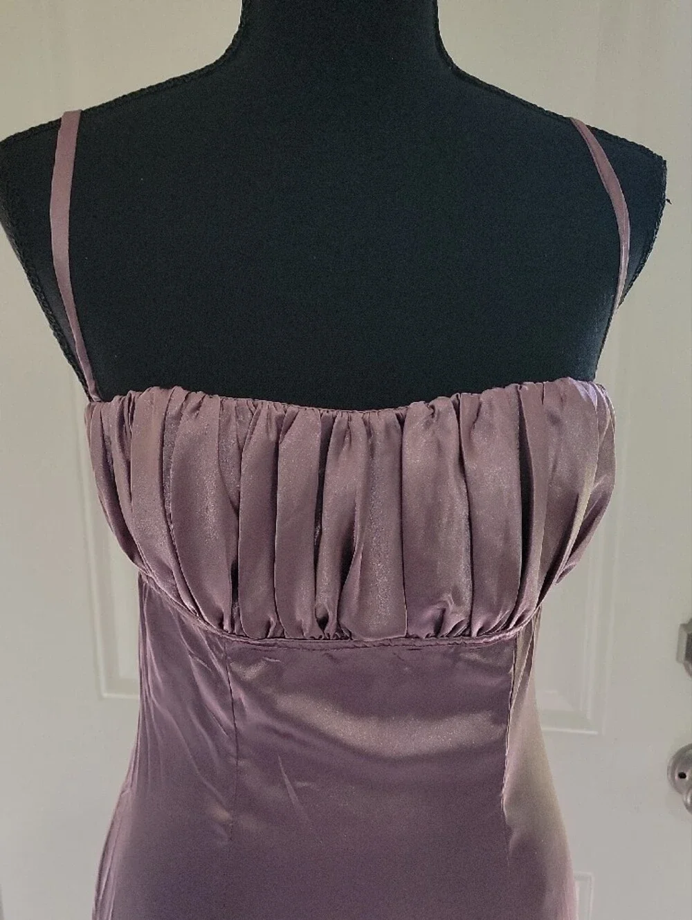 Satin Maxi Slip Dress in Dusty Rose with Front Slit